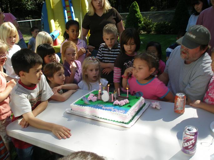 with friends blowing my birthday cake